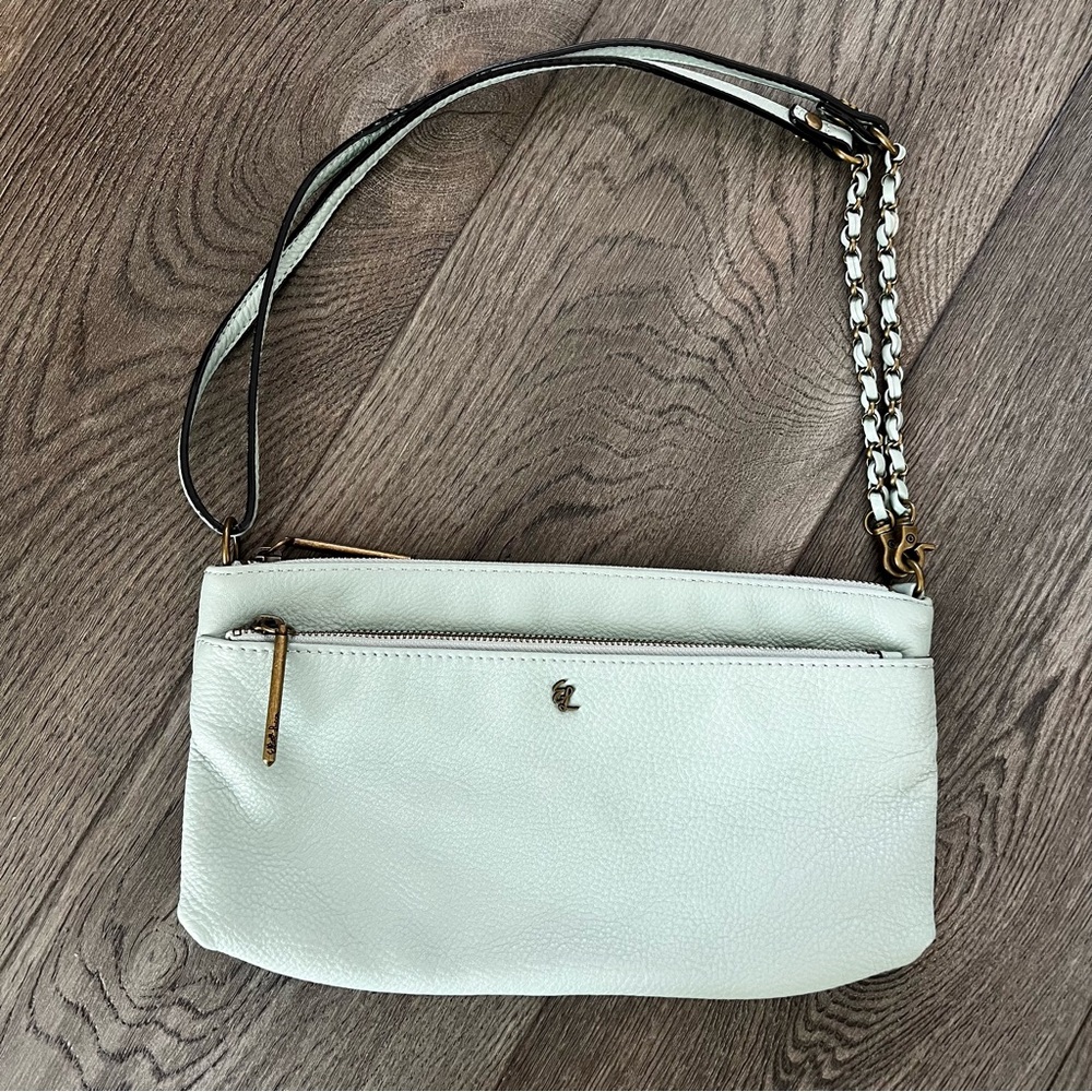 ELLIOTT LUCCA Green Pebbled Leather Crossbody Shoulder Bag